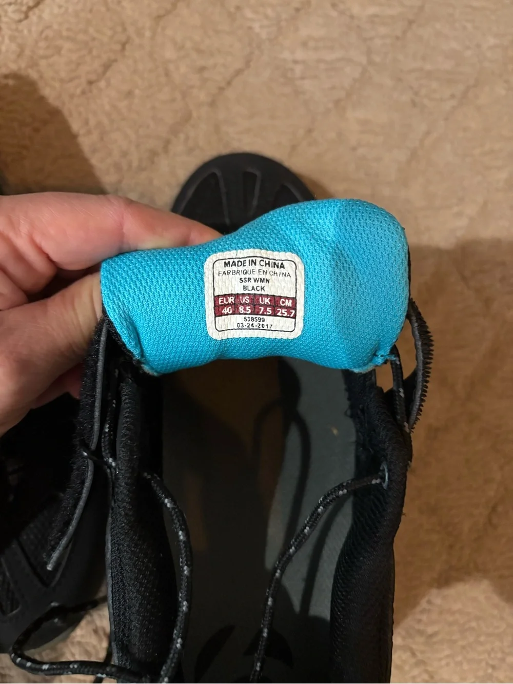 Women’s Bike-riding Shoes with clips. Black  with Teal Accent
